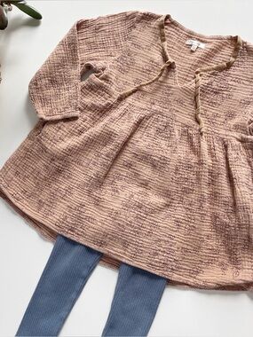 Rylee + Cru Gauze Floral Tunic Dress & Tea Collection Ribbed Leggings | 4/5